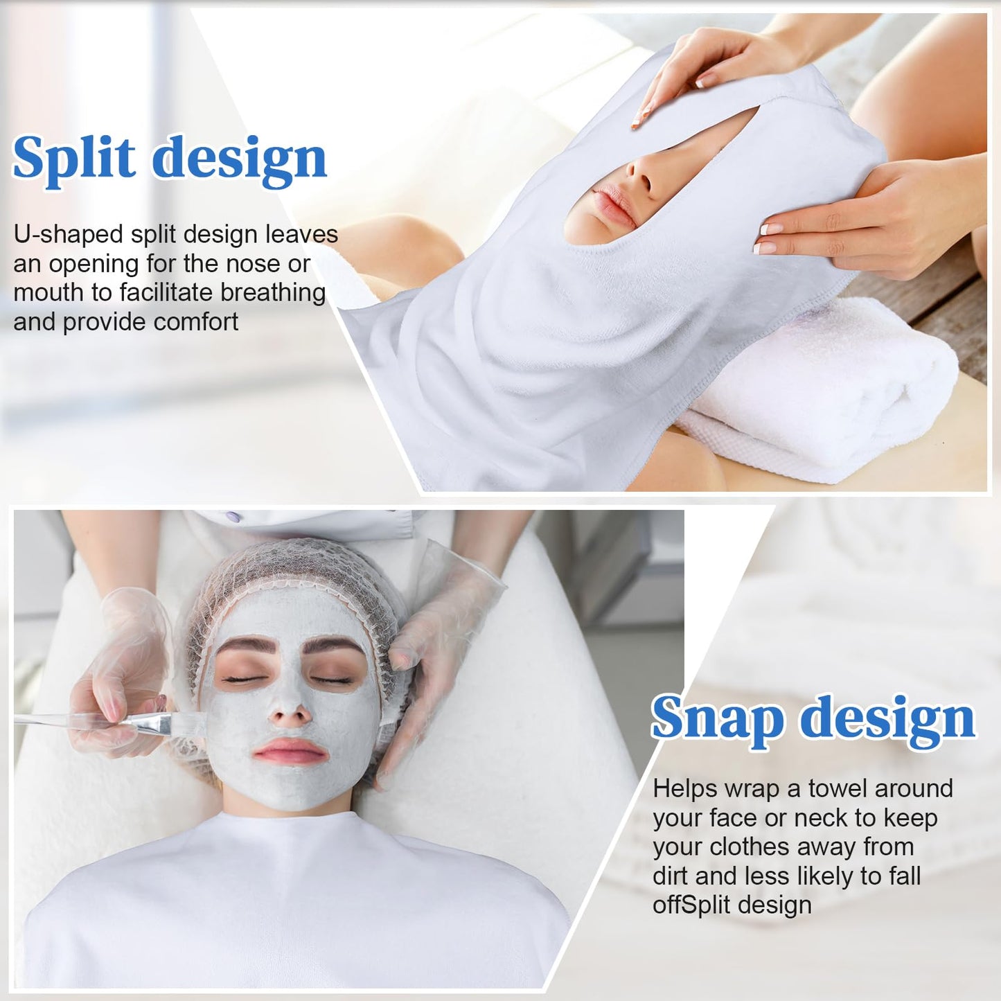 VitalCozy 12 Pieces Facial Towels Split Design Soft Esthetician Towels Removing Spa Microfiber Face Cloth for Home Salon Facial Steam Massage and Cleansing(White)