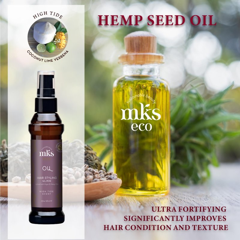 MKS eco Oil, High Tide - 2 fl oz - Hair Styling Elixir - Moroccan Argan Oil, Hemp Seed Oil - Moisturize & Nourish Hair, Control Frizz, Increase Smoothness - Vegan & Cruelty Free