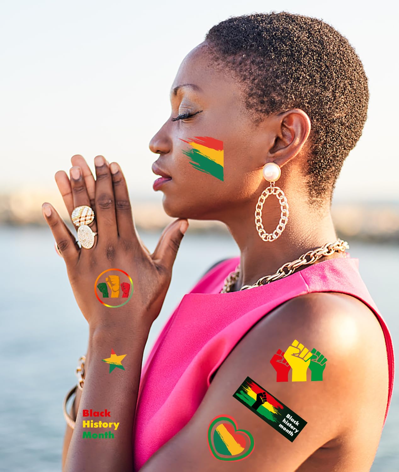 Oringaga 264 Black History Month Party temporary Tattoos Stickers Happy Black History Month Freedom Day Party Supplies Goodie Bag Stuffers Favors Prize Motivational Stickers 24 Sheets