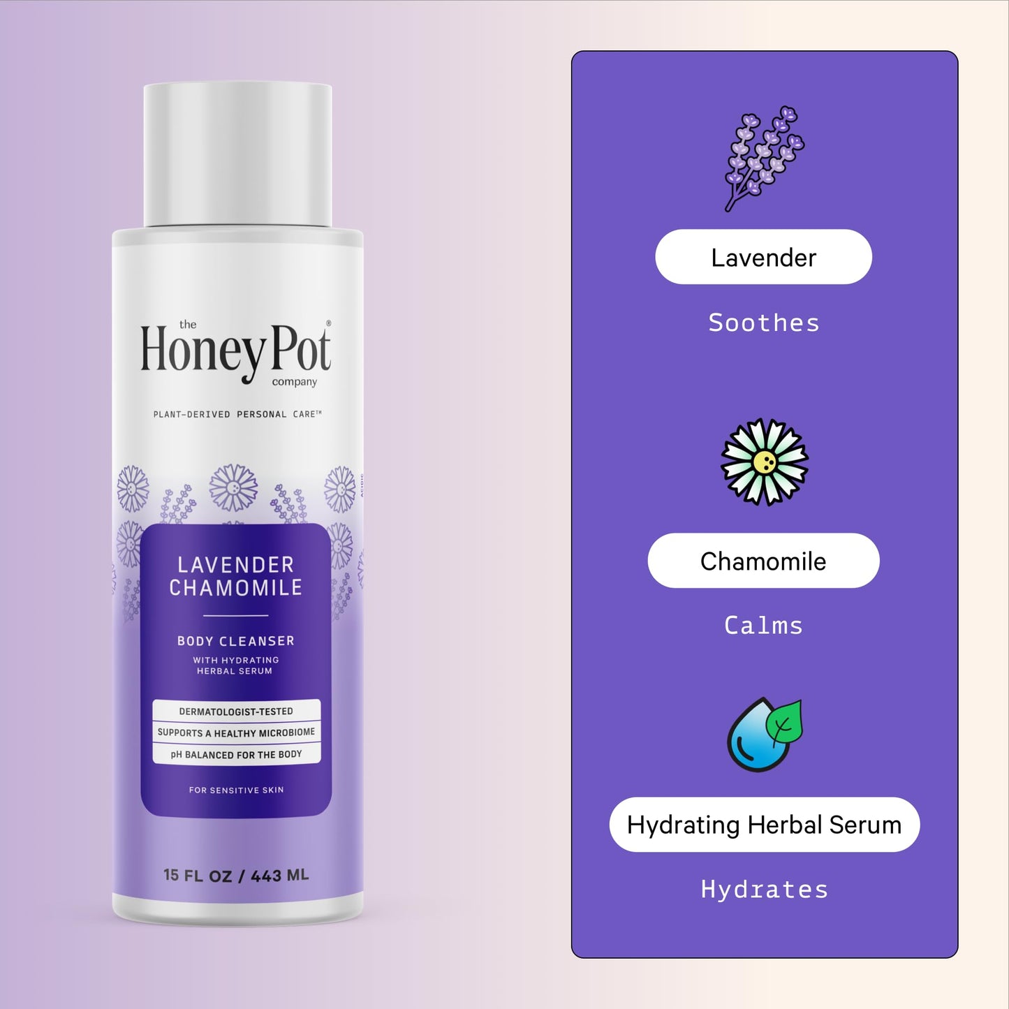 The Honey Pot Company - Body Cleanser - Variety Pack - Coconut Shea, Lavendar Chamomile, and Grapefruit Ylang Ylang