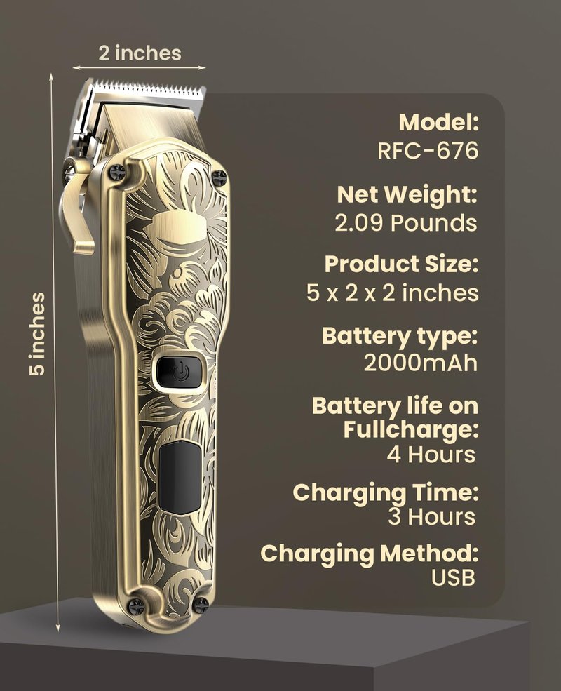 Jack & Rose Cordless Hair Clippers, Mens Hair Clippers, Wireless Clippers for Men, Barber kit Professional Clippers for Men
