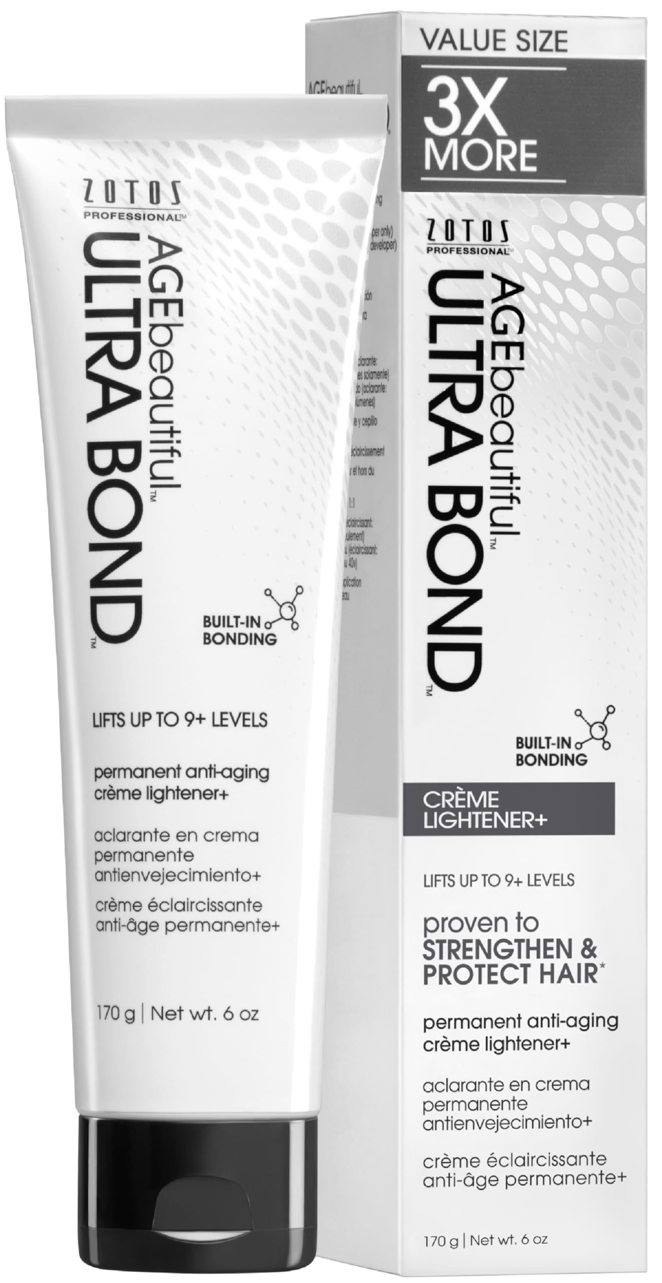AGE beautiful Permanent Hair Lightener Cream with Ultra Bond Building Formula, Lifts Up to 9+ Levels, Strengthens & Protects Hair, Professional Salon Lightener for Highlights, 6 oz