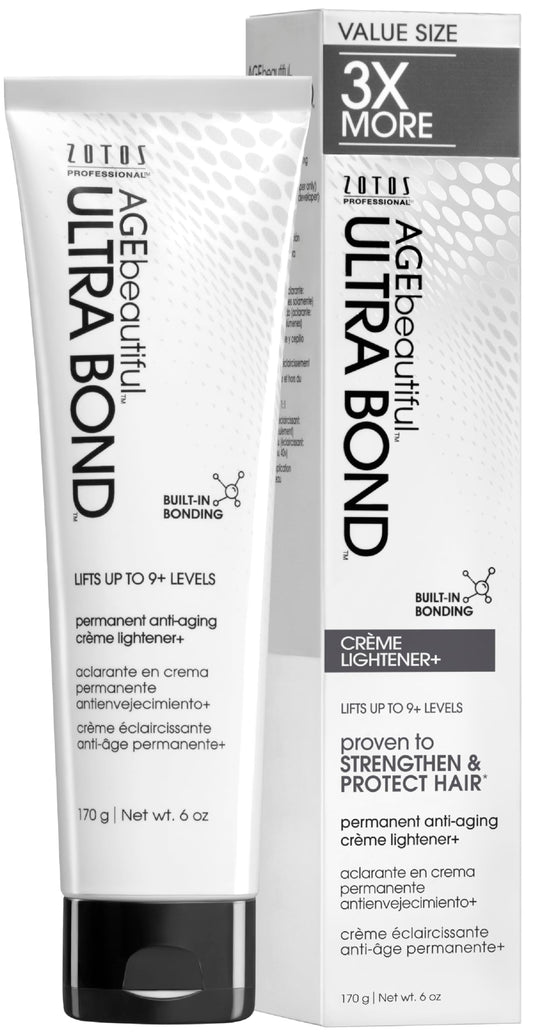 AGE beautiful Permanent Hair Lightener Cream with Ultra Bond Building Formula, Lifts Up to 9+ Levels, Strengthens & Protects Hair, Professional Salon Lightener for Highlights, 6 oz