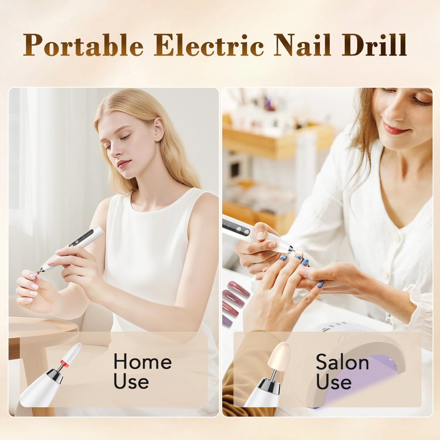 DOCOCO Electric Nail Drill, 35000RPM Electric Nail File with 3 Adjustable Speeds, Rechargeable Efile Set for Acrylic Gel Nails, Nail Dremel Tool for Women, Salon, Home