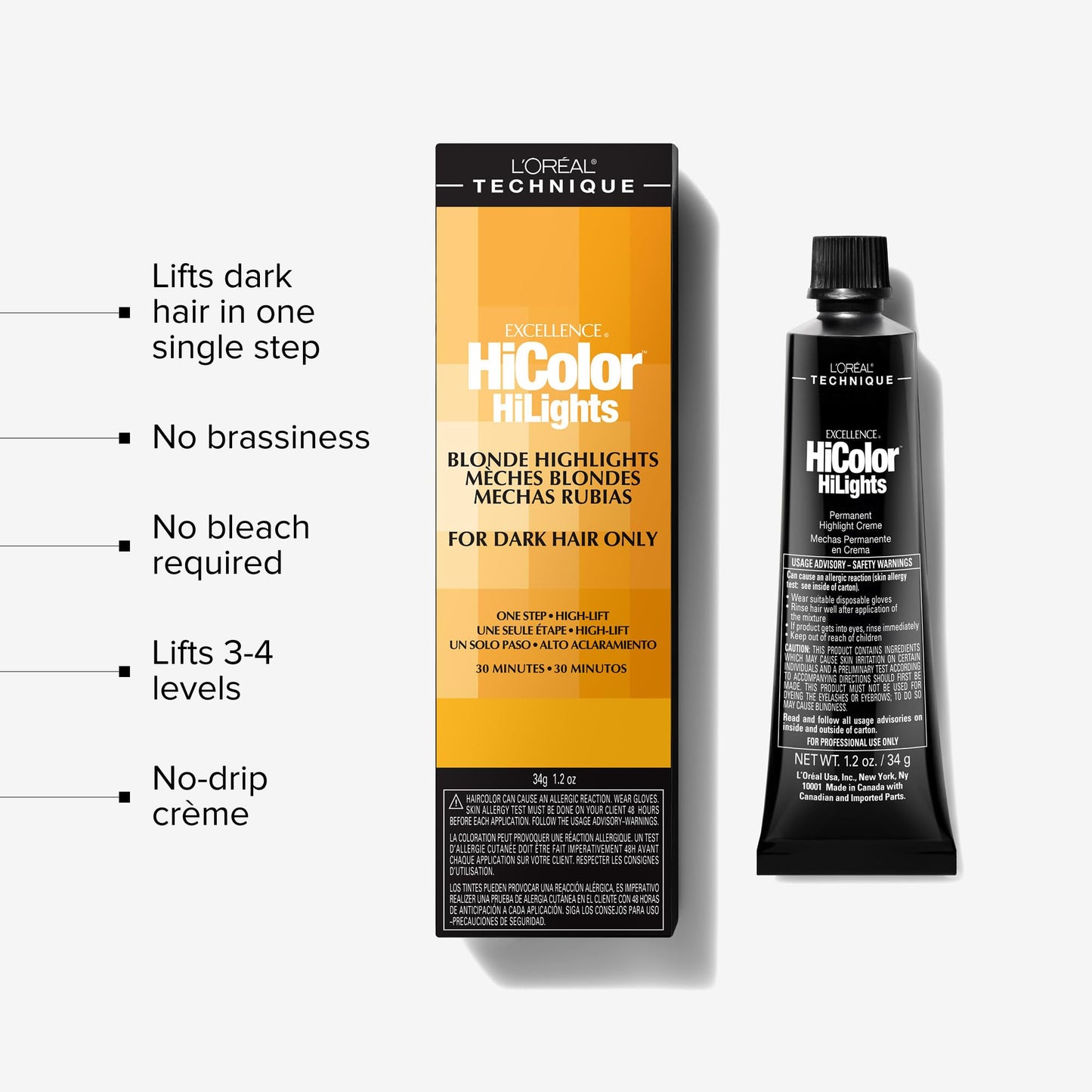 L'Oréal Technique HiColor Blonde HiLights Permanent Hair Color for Dark Hair - Intense Blonde Highlights, No Pre-Lightening Required, No-Drip Creme, Quick Processing Time, Ash Blnd