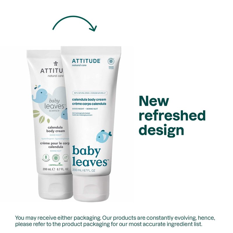 ATTITUDE Body Cream for Baby, EWG Verified, Made with Naturally Derived Ingredients, Vegan, Good Night, 6.7 Fl Oz