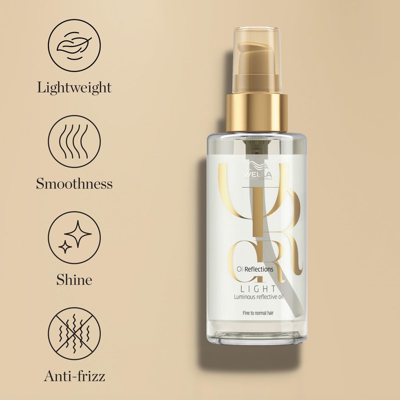 Wella Professionals Oil Reflections Lightweight | for Fine to Medium Hair | Adds Instant Smoothness & Shine | With Camellia Seed Oil | 3.38 Fl Oz
