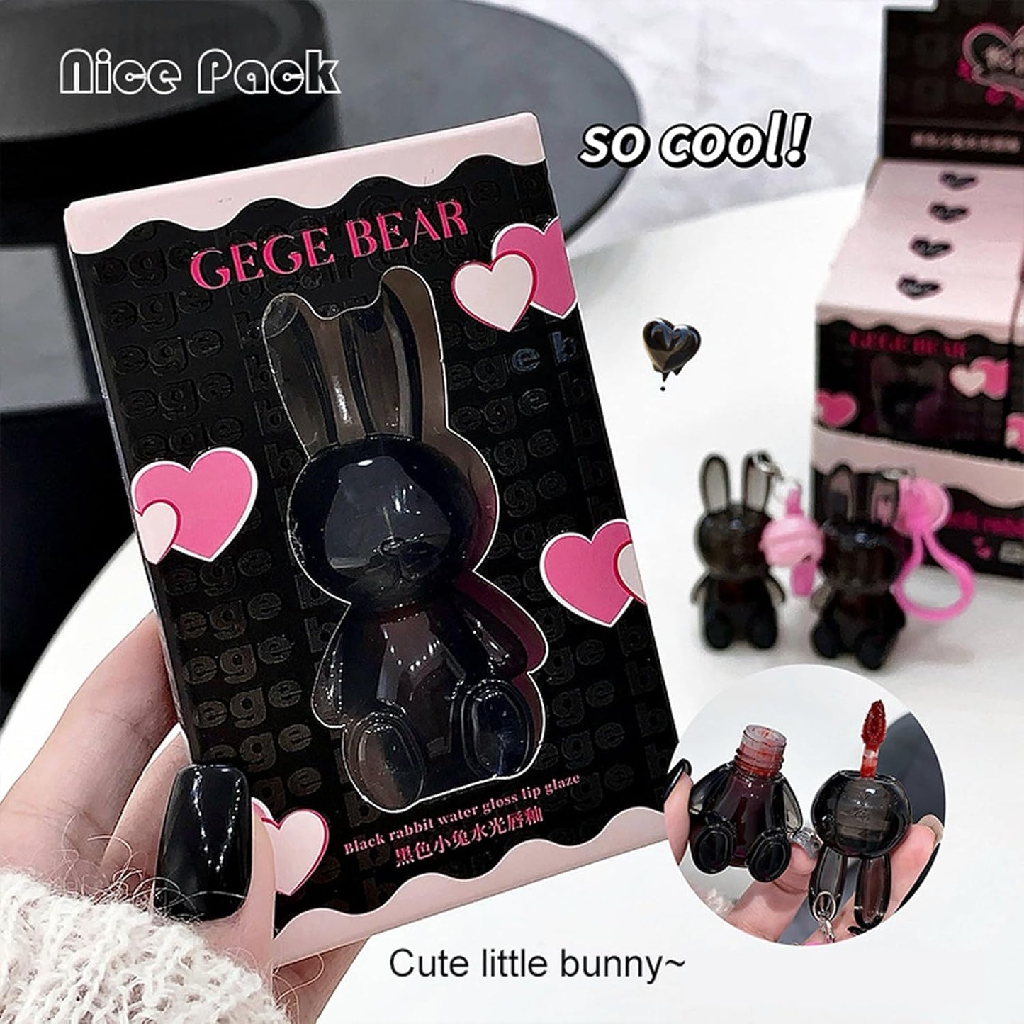 Bunny Hydrating Lip Gloss Set - 3Pcs Jelly Liquid Lipsticks | Moisturizing & Plumping Shine for Women