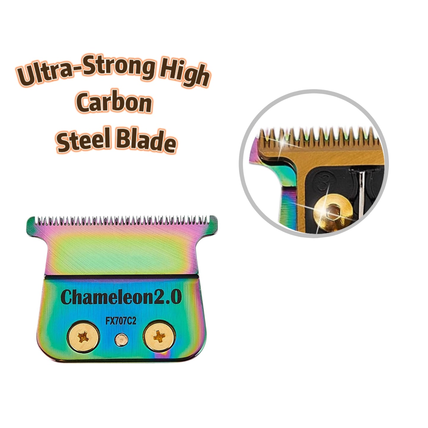 Replacement Blades Compatible with BaByliss PRO Barberology Trimmer Blade,Zero-Gapped Replacement Trimmer Blade Compatible with BaBylissPRO FX787 & FX726 Trimme (7 Colorful-001)