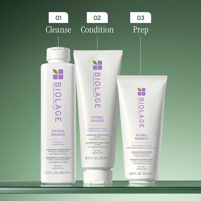 Biolage Hydra Source Leave-In Cream - Moisturizes & Seals Split Ends | For Dry Hair with Aloe & Hyaluronic Acid