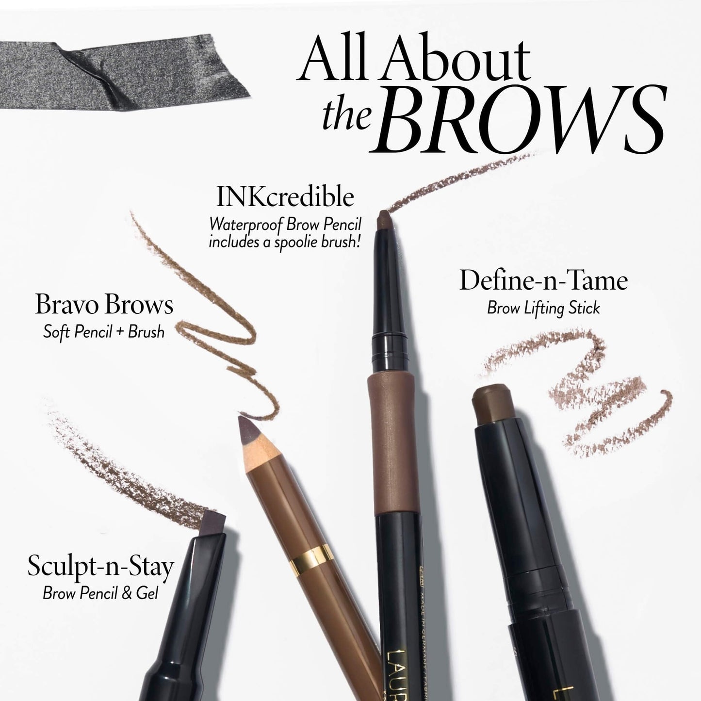 LAURA GELLER NEW YORK INKcredible Waterproof Brow Pencil- Blending Spoolie Brush - Long Lasting Eyebrow Filler