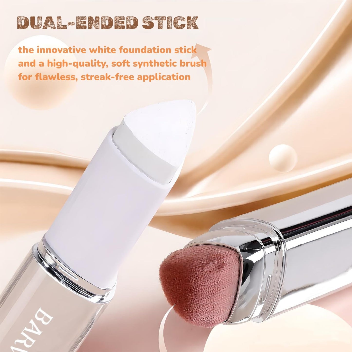 BARVENA Color Changing Foundation Stick with Brush, 2-in-1 Waterproof Long Lasting, Medium to Full Coverage Dewy Finish Makeup, For Mature Skin &All Skin Tones, Nourishing Travel Size 0.7oz