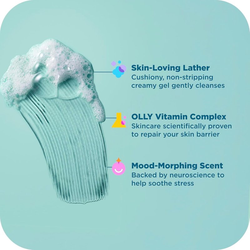 OLLY Calm Body Care Holiday Bundle - Nourishing Body Wash & Lotion-Serum with Hyaluronic Acid | Eucalyptus Amber Scent, 17oz & 8oz