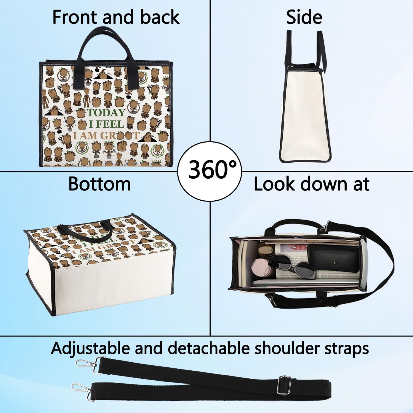 LEVLO Flora Colossus Cosmetic Make Up Bag Cartoon Lover Inspired Gift Today I Feel I Am Makeup Zipper Pouch Bag (Today I Feel LT)