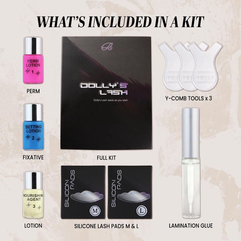 Dolly's Lash Beauticom Lift Eyelash Wave Lotion Perm Kit - for Professional Curling, Perming, Lifting