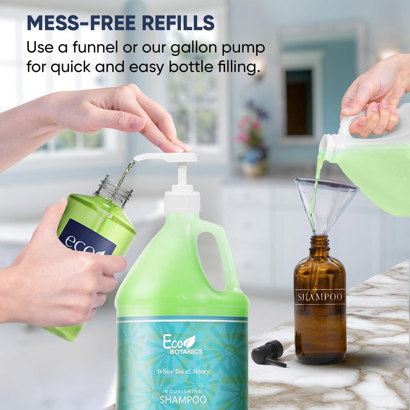 Terra Pure 1-Shoppe Eco Botanics Natural Shampoo with Raw Honey & White Tea | Gallon Jug Bulk Toiletries for Airbnb, Vacation Rentals, and Home Bathroom | Refill For Soap Dispensers