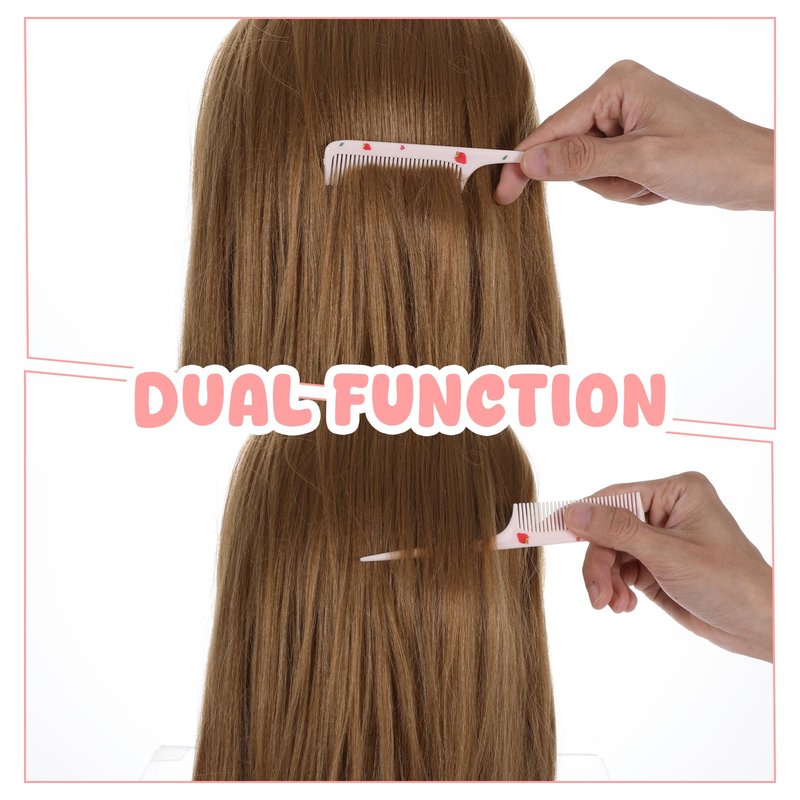 Baby Comb Set, Small Cute Fine Tooth Toddler Comb & Rat Tail Baby Comb for Styling, Pink Baby Hair Comb Plastic Parting Combs, Anti-Static Mini Hairdressing Comb for Baby Girl Wet Dry Hair (2Pcs)