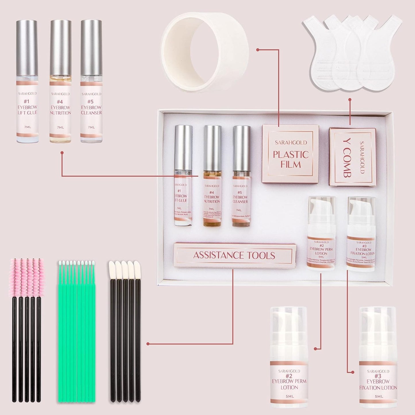 Brow Lamination Kit – Professional At-Home Eyebrow Laminate & Lift Kit for Fuller, Fluffier Brows (Complete Lamination Kit (Tools + 5 Solutions))