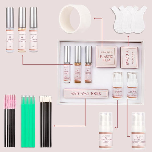 Brow Lamination Kit – Professional At-Home Eyebrow Laminate & Lift Kit for Fuller, Fluffier Brows (Complete Lamination Kit (Tools + 5 Solutions))