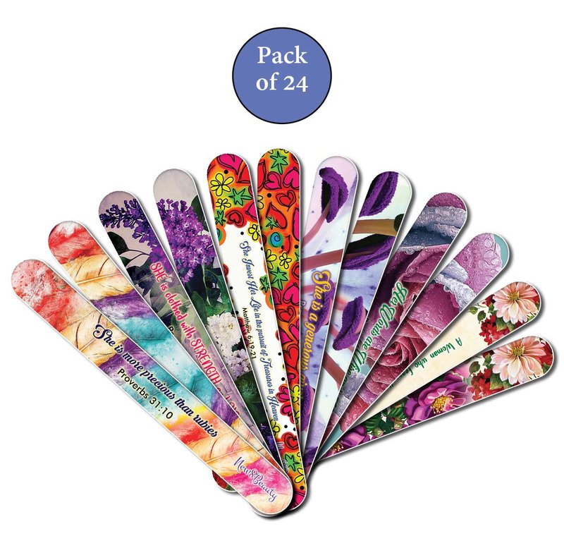 Christian Emery Board - Virtuous Woman (24-Pack) - Best for Manicure Pedicure - Nail Salons Nail Care Nail Spa - Great Gift Ideas