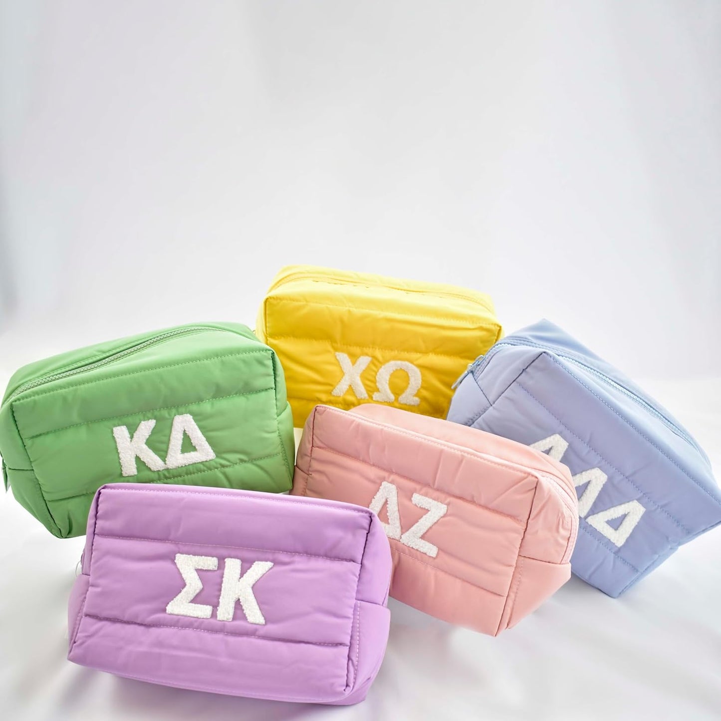 Gamma Phi Beta Makeup Bag - Puffer Style Travel Cosmetic Bag with Zipper Closure | Ideal Sorority Gifts for Women