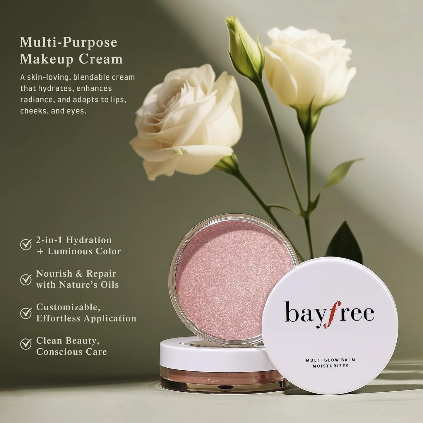 Multi Glow Balm - Cream Blush for Cheeks | Hydrating, Lightweight & Blendable Color, 0.63 Oz