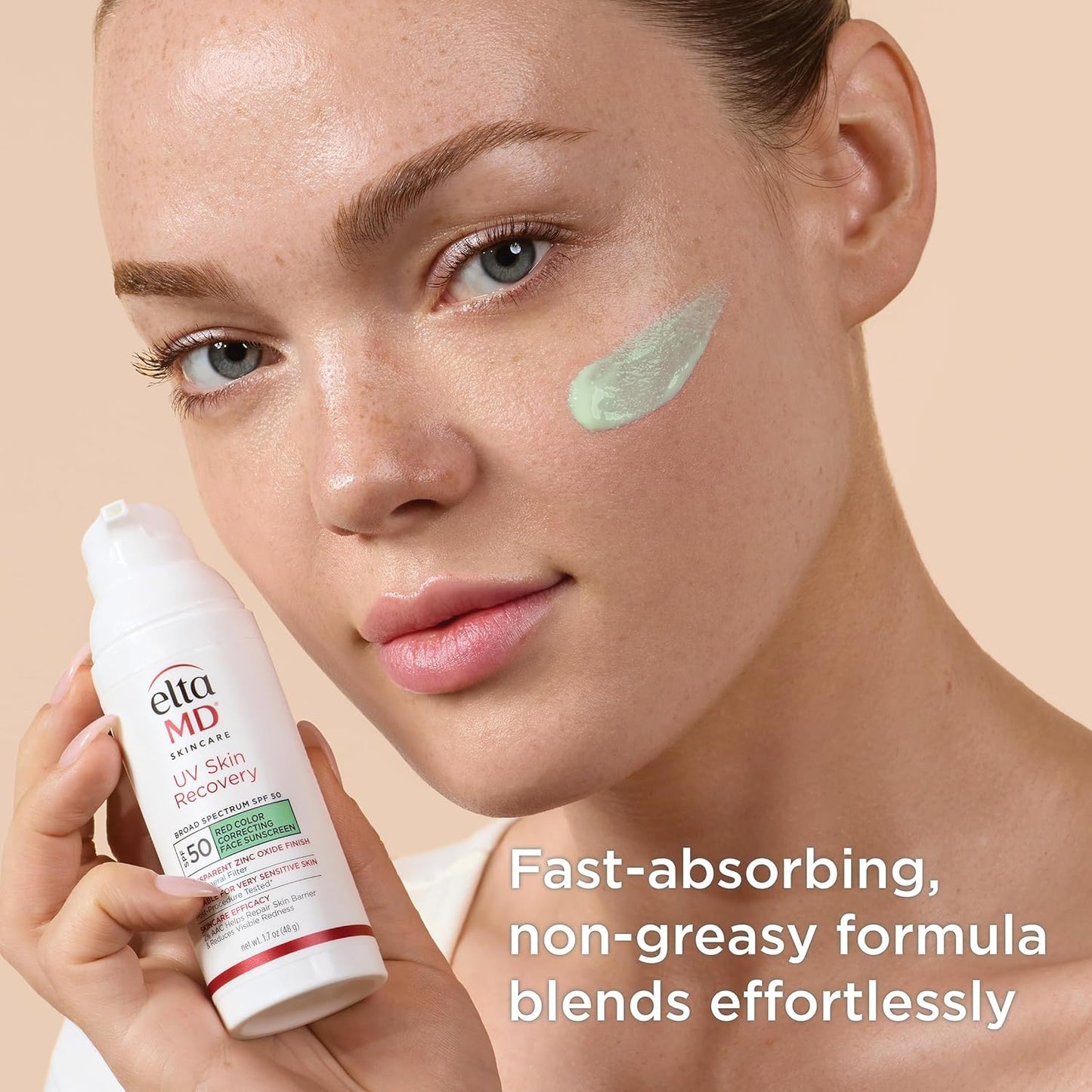 EltaMD UV Skin Recovery Face Sunscreen with Zinc Oxide, All Mineral, Safe for Sensitive Skin SPF 50, Green Tinted, 1.7oz 2PK