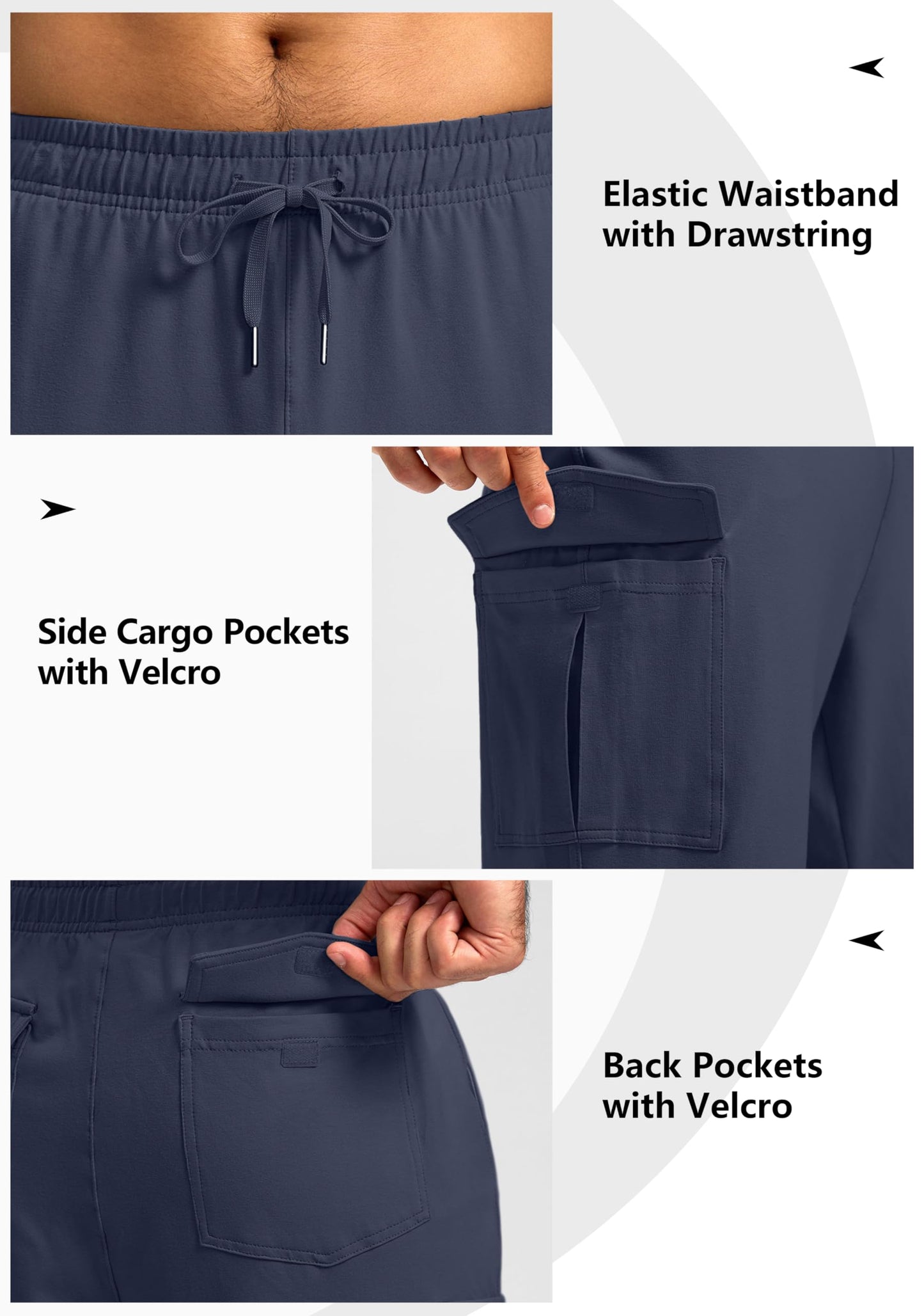 Pudolla Men's Cotton Sweatpants with Cargo Pockets Open Bottom Yoga Pants for Men Lounge Pants for Athletic Workout Casual(Dusty Blue 3X-Large)