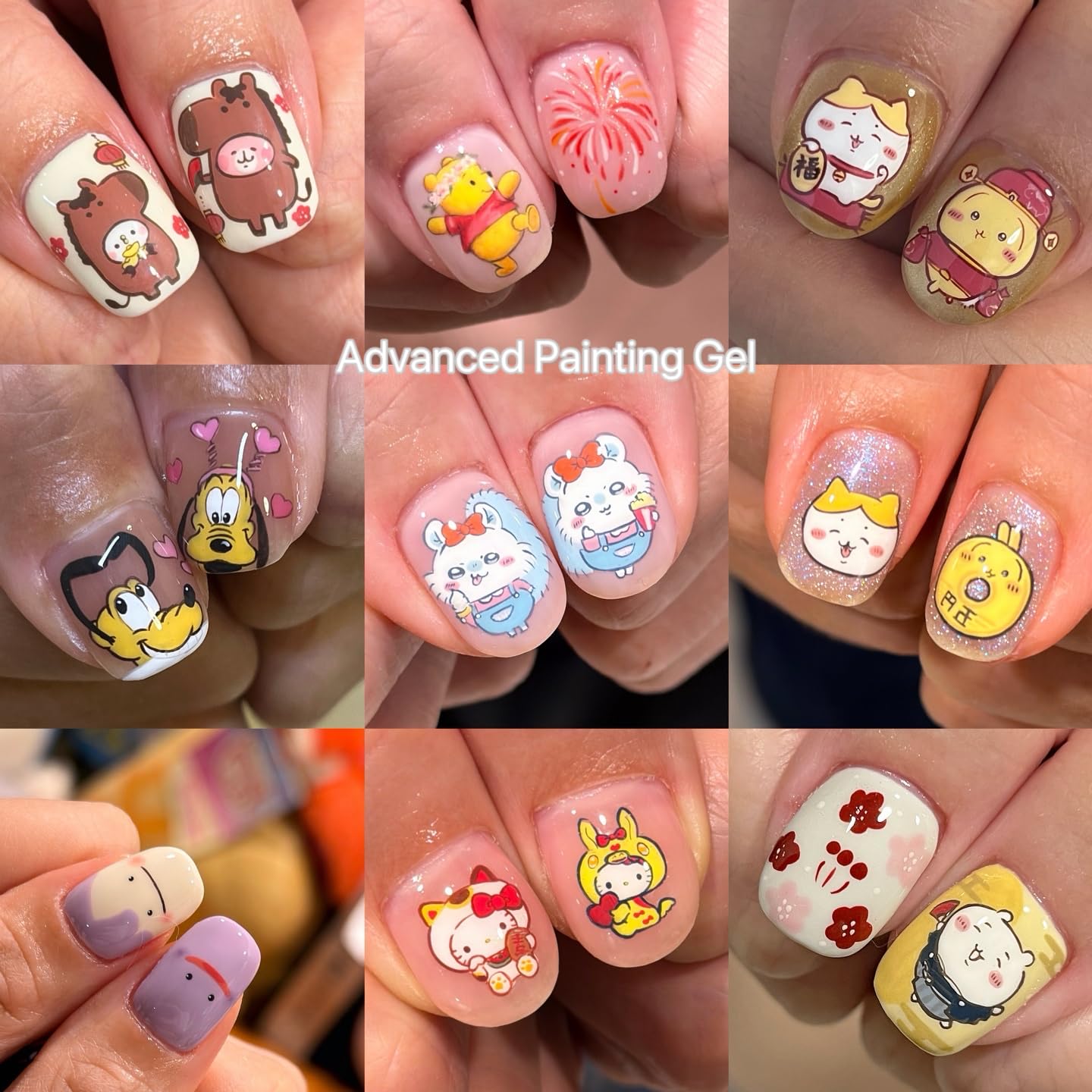 YJMyujimi Advanced Painting Gel for Nail Art,8 colour kit with 2 palette(12 divsions),Non wipe,Manicure Professional Nail Salon DIY at Home Gift (C)