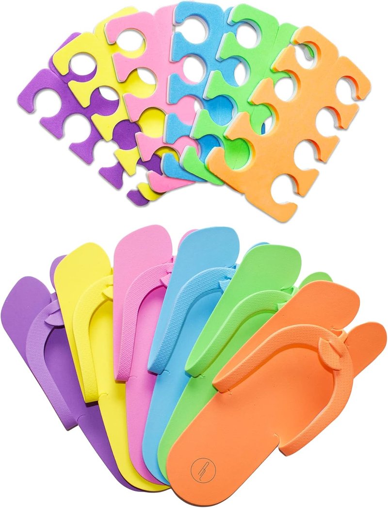 Anti-Slip EVA Pedicure Slippers - 48 Pairs Spa Party Pack | Soft & Durable, 6 Fun Colors for Home or Salon