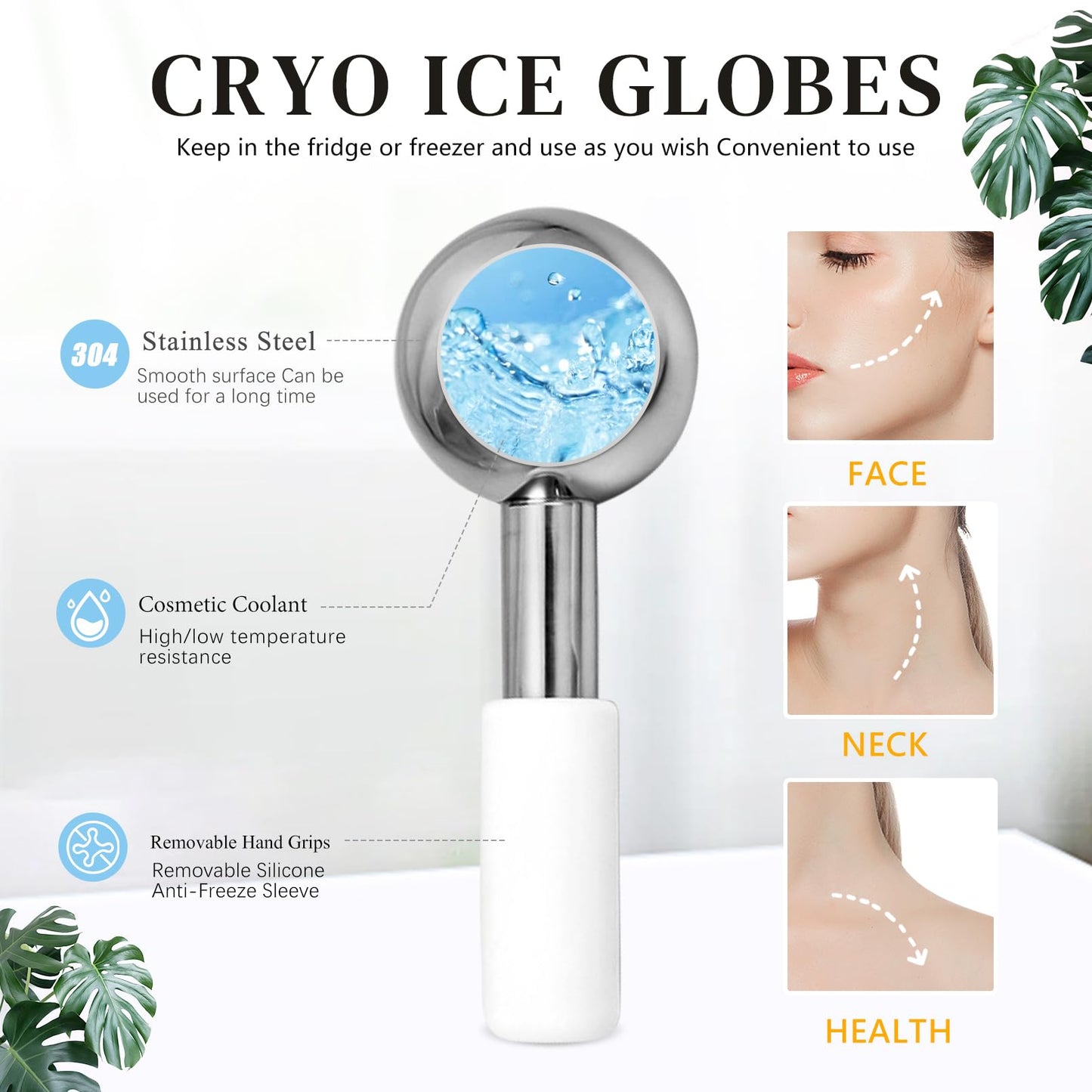 CUTELIILI Ice Globes for Face, Unbreakable Stainless Steel Ice Globes for Facials for Puffiness, Wrinkles,Ice Balls for Face Neck & Eyes Skin Care