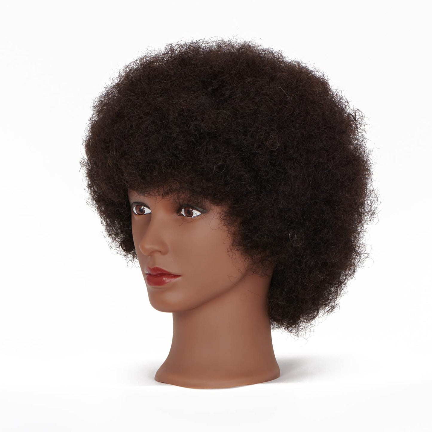 Hairingrid Mannequin Head African American with 100% Human Hair Cosmetology Afro Hair Manikin Head for Practice Styling Braiding and Free Clamp Holder (R72026B0210H)