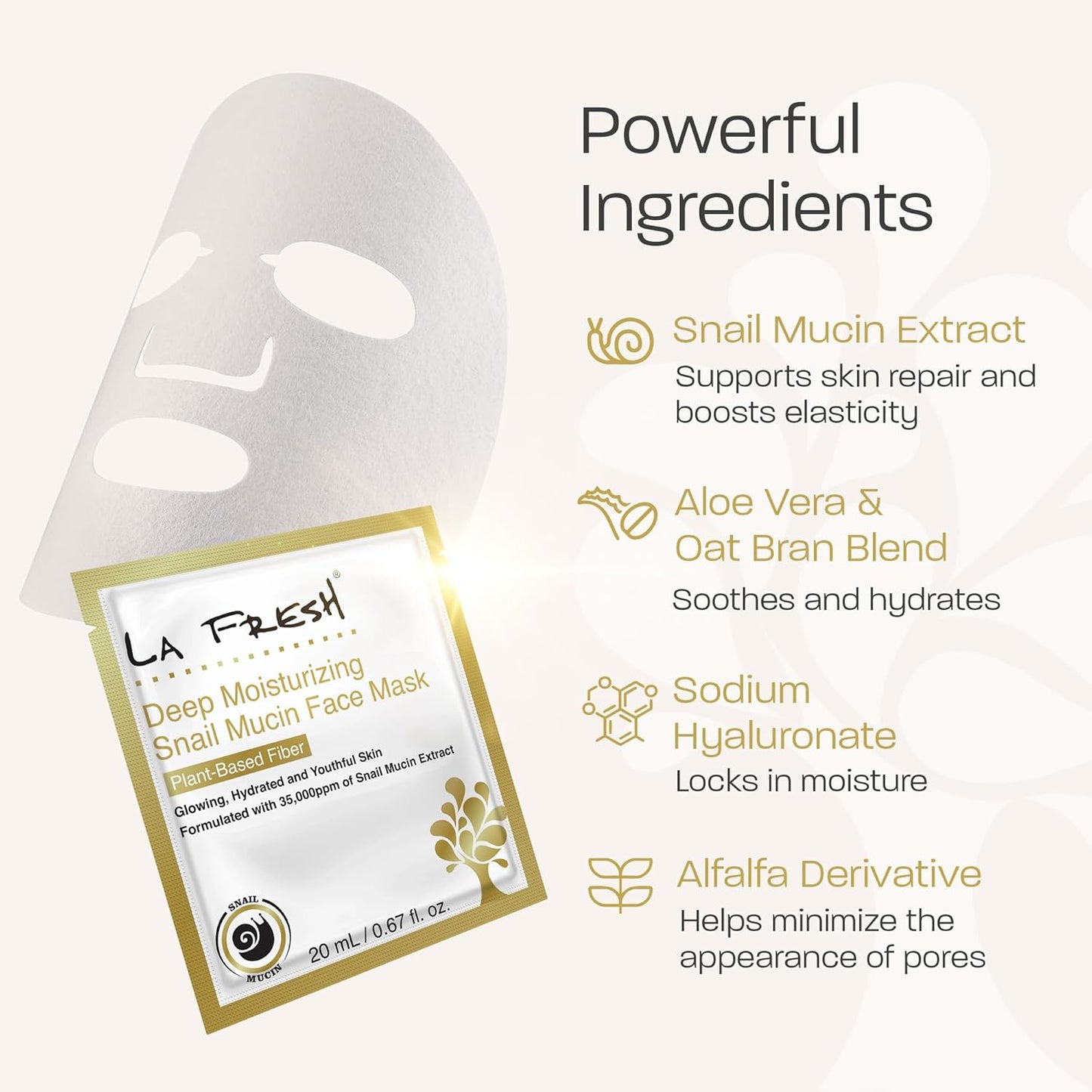 Deep Moisturizing Snail Mucin Sheet Mask - Glow & Hydration | 10 Count