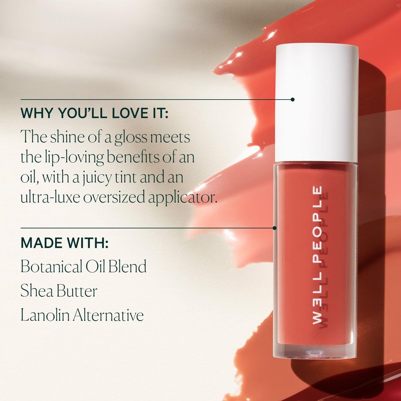 Well People Lush Lip Tinted Oil, Moisturizing Lip Oil For Nourishing & Conditioning Lips, Adds Sheer Color, Vegan & Cruelty-free, Desert Poppy