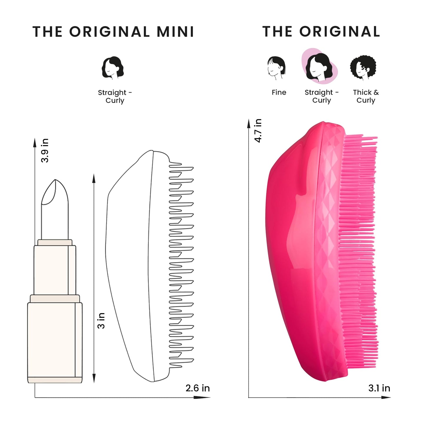 Tangle Teezer Original Detangler Brush for All Hair Types, Pink Fizz