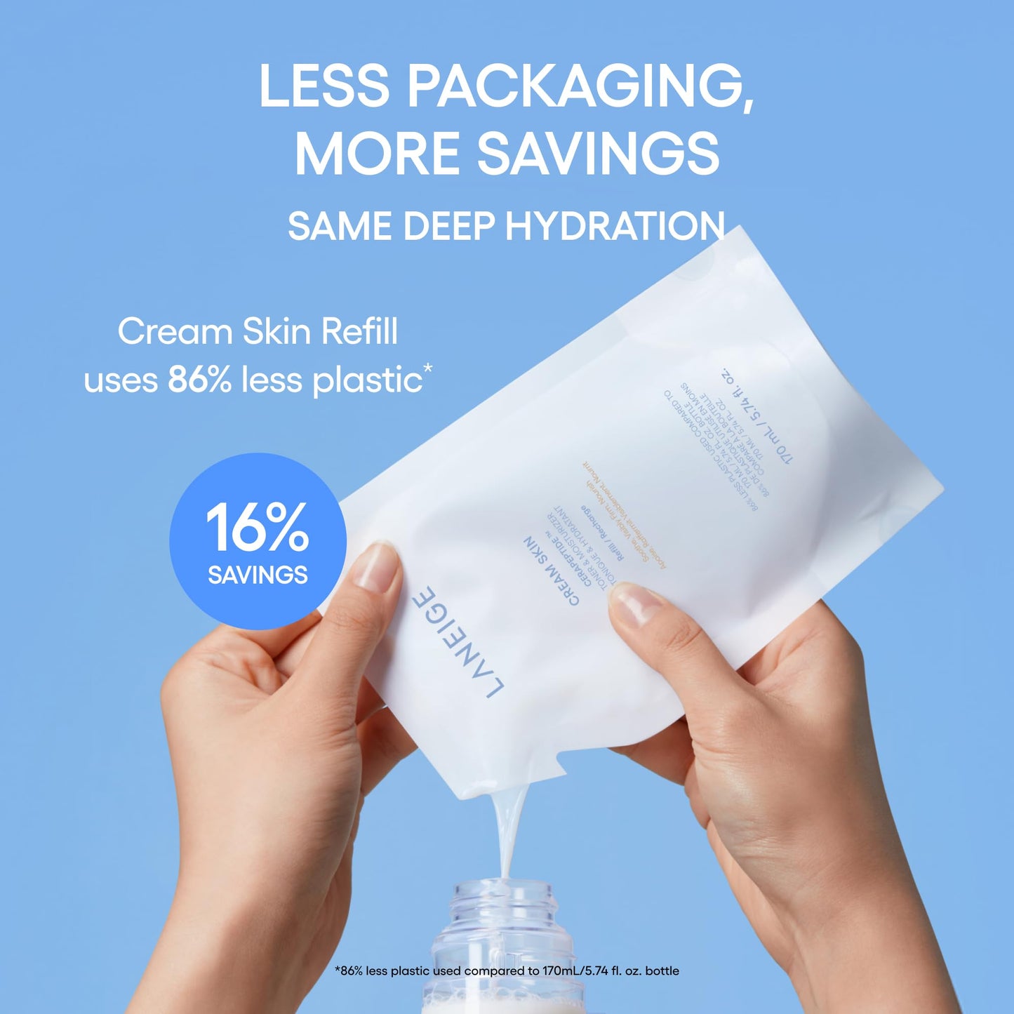 LANEIGE Cream Skin Toner & Moisturizer Refill: Lightweight Refillable Korean Milky Toner with Ceramide & Peptide for Hydration, Firming, & Barrier Support