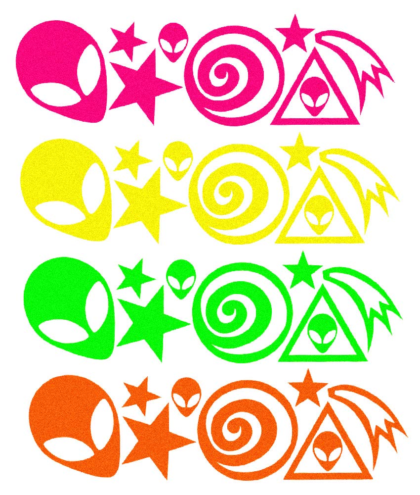 Sasswear Blacklight Body Stickers - Neon Fashion Accessories for Raves, Festivals and Glow Parties, 40/pk (Alien)