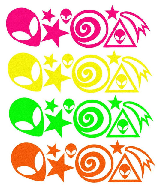 Sasswear Blacklight Body Stickers - Neon Fashion Accessories for Raves, Festivals and Glow Parties, 40/pk (Alien)