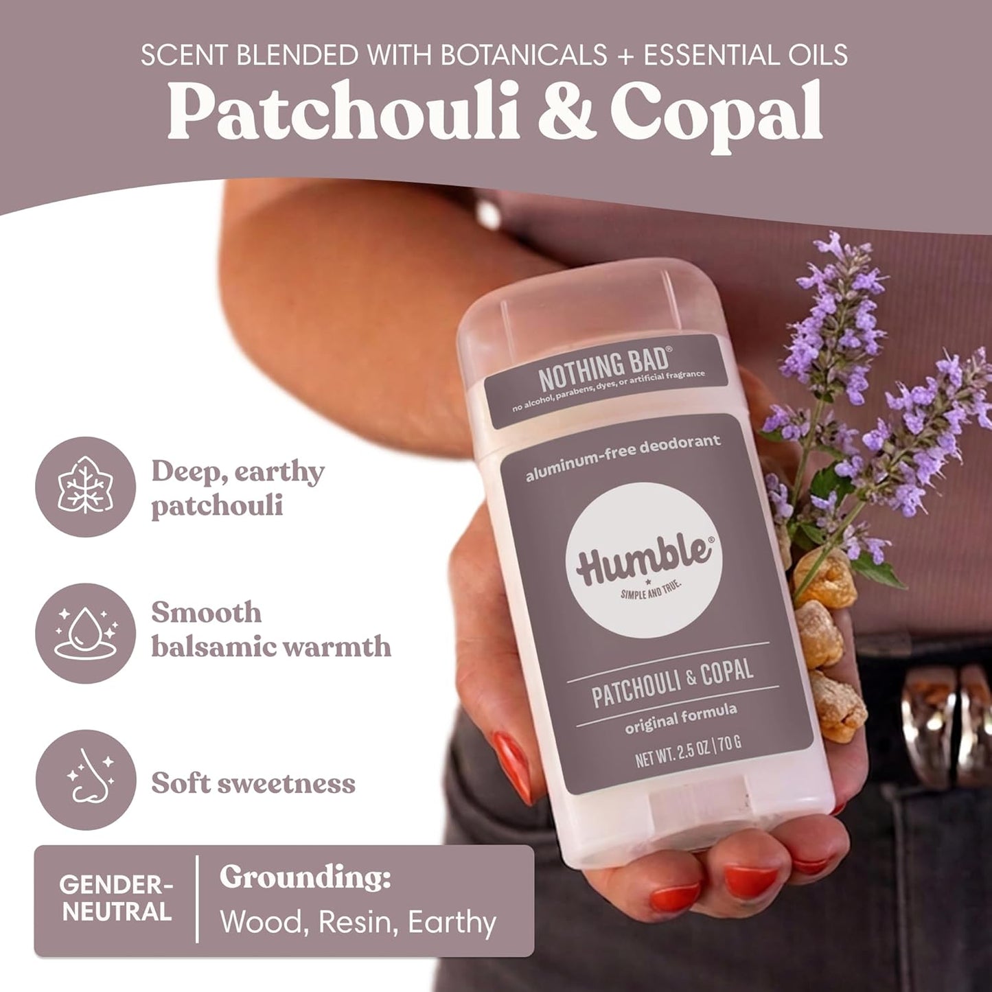 Aluminum-Free Deodorant Stick for Women & Men | Patchouli & Copal - Natural Essential Oils for Long-Lasting Odor Control - 3 Pack