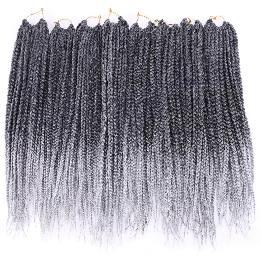 8 Packs Goddess Crochet Box Braids Pre looped Box Braid Crochet Hair for Black Women 18 Inch Silver Gray 3X Knotless Crochet Box Braided Hair Extensions Straight Knotless Braiding Hair(Tgrey#)