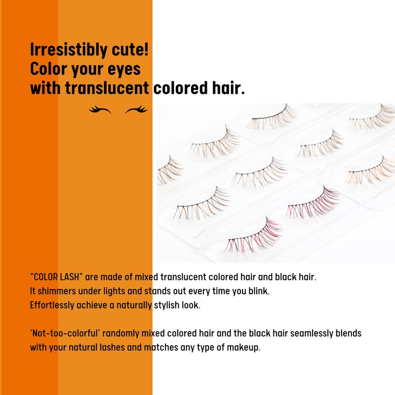 D-UP Natural Look False Eyelashes, False Lashes for Nature Look/Bold Eye Look, Japanese Natural Looking Fake Eyelashes A Day Long Lasting Wear, Lightweight & Reusable, 2 Pairs, Color Lash 02 Orange