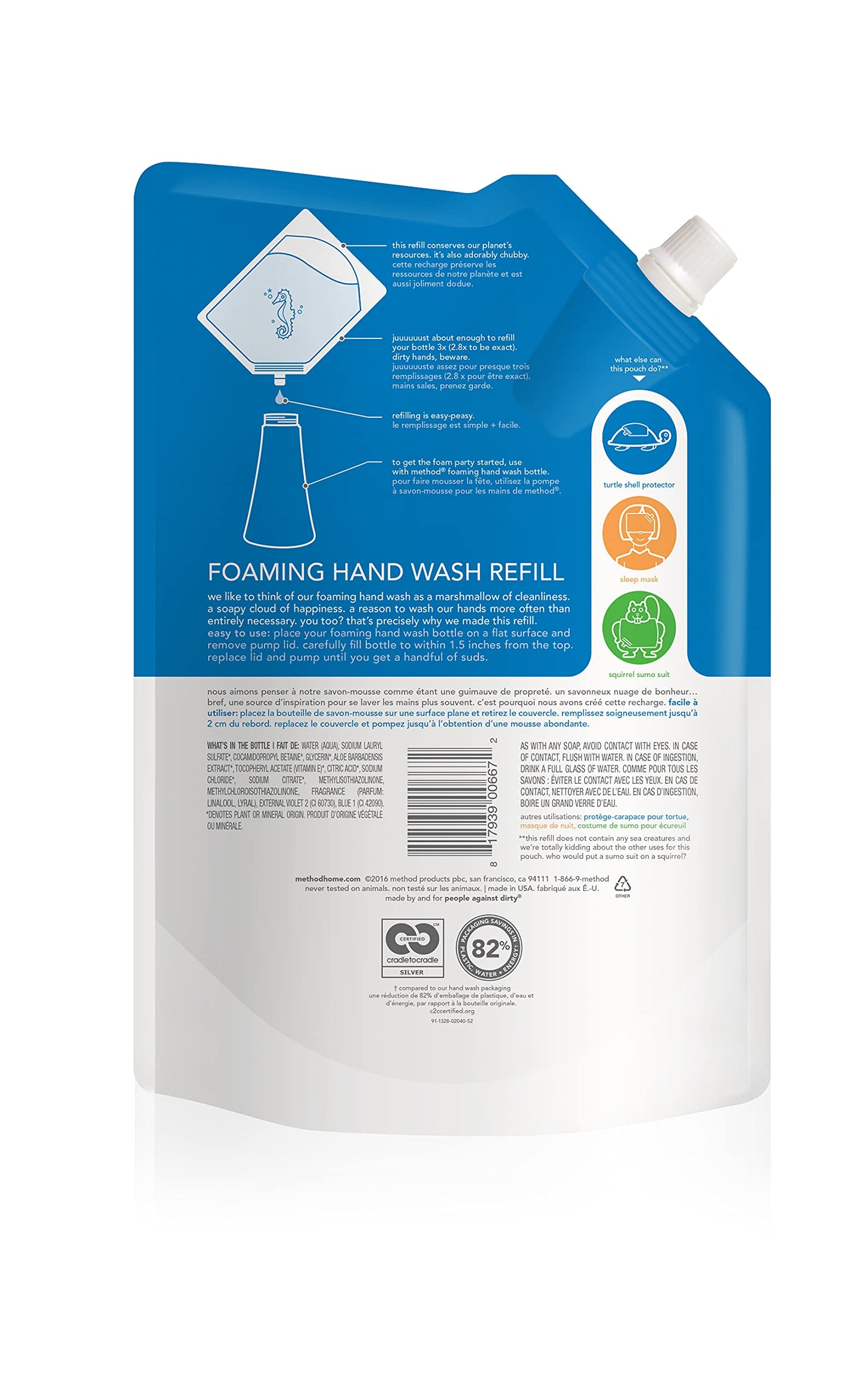 Method Foaming Hand Wash Refill Pouch, Sea Minerals, 28 Fl Oz (Pack of 3)