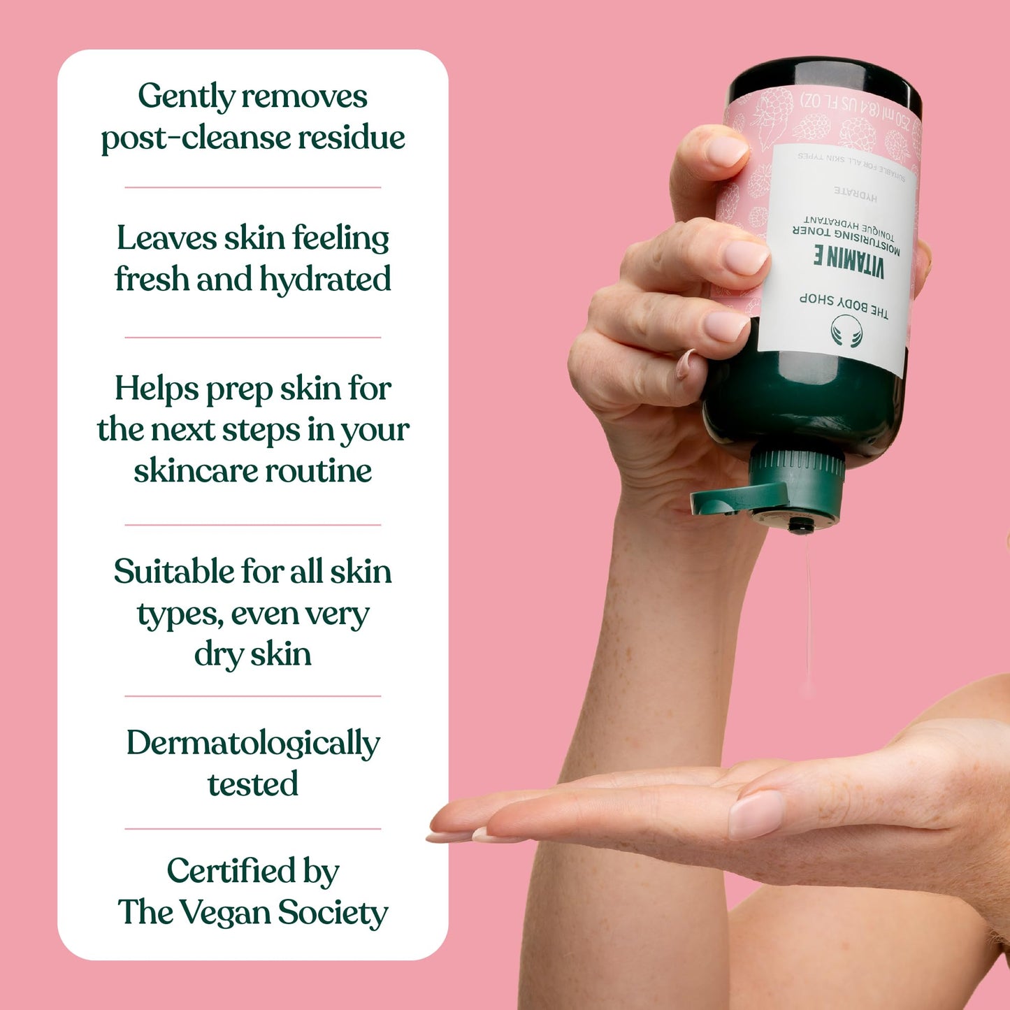 The Body Shop Toner | Facial Cleanser, Vegan Skincare 250 ml / 8.4 oz (Vitamin E)