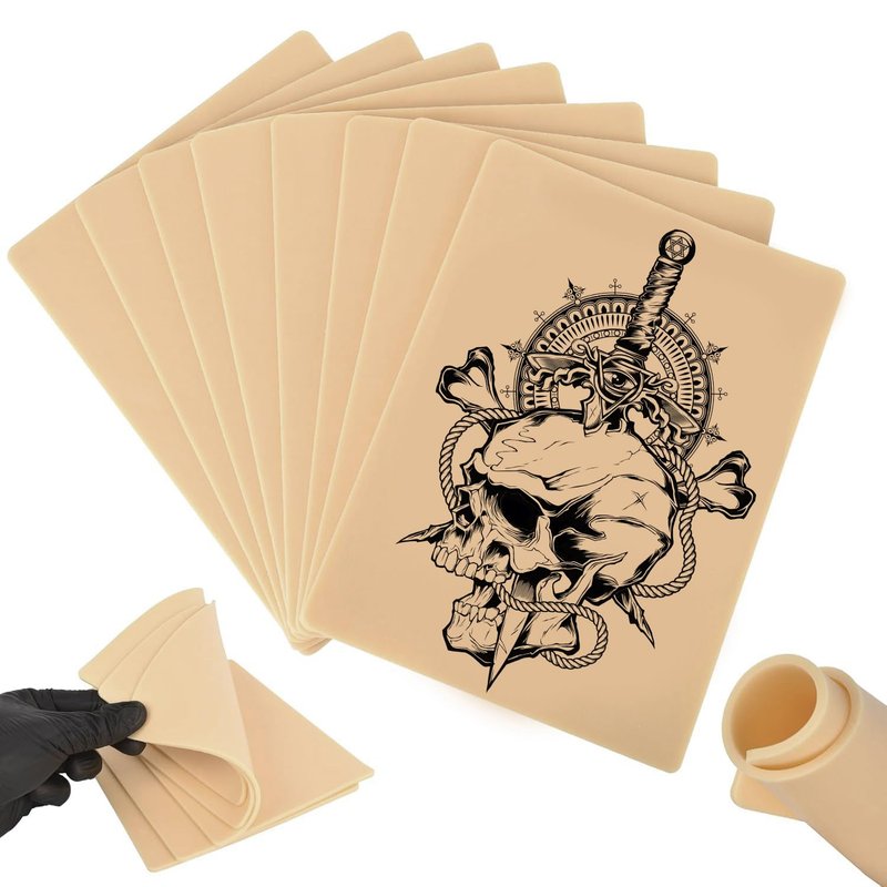 6Pcs Tattoo Skin 3MM - Lyuxzad Fake Skin Blank Tattoo Practice Skin Double Sides Fake Skins 6×8" Tattoos for Beginners and Tattoo Artists Tattoos Supplies