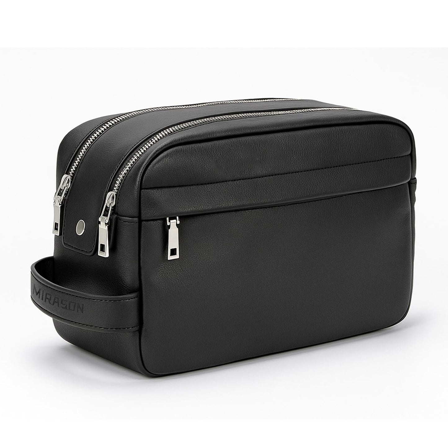 MIRASON Toiletry Bag for Men Leather Travel Toiletry Bag Dopp Kit with Metal Zippers, Water-Resistant Bathroom Bag for Travel Essentials Shaving Bag Gifts for Men, Black