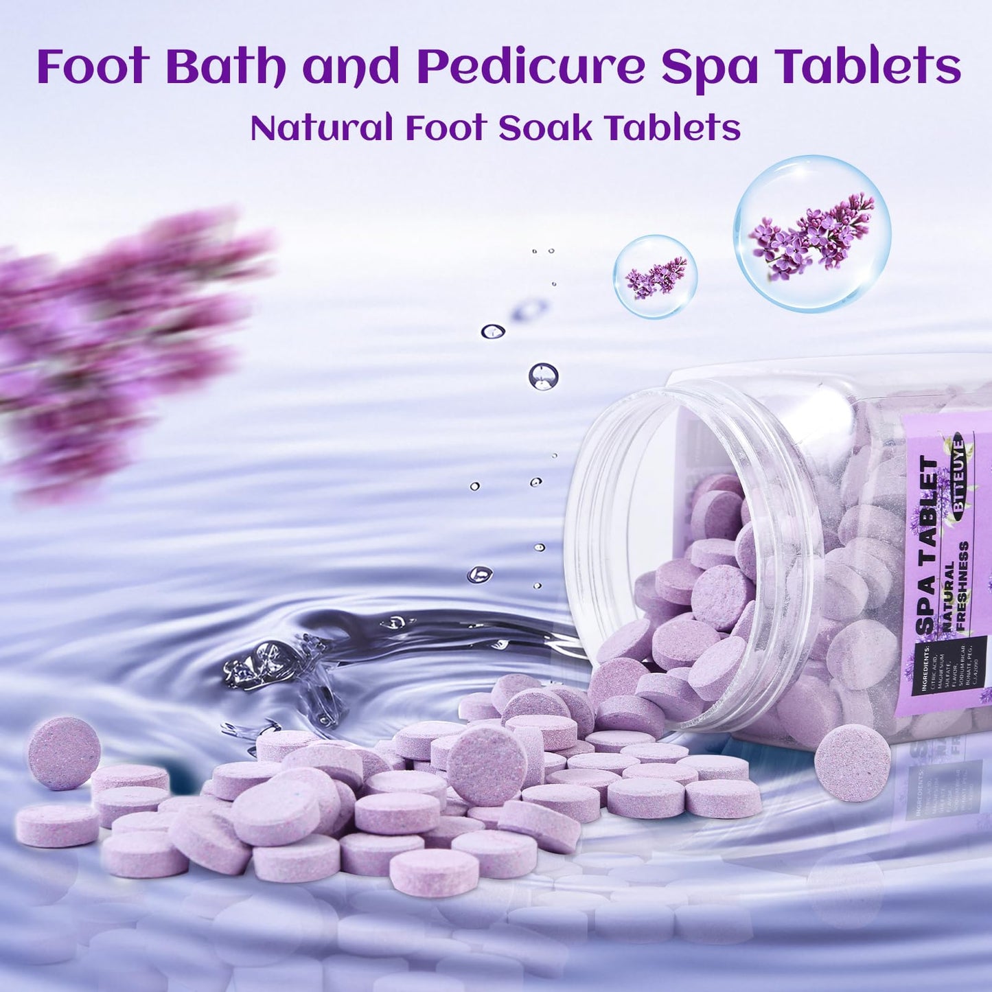 BTTEUYE Foot Pedicure Soak,Natural & Refreshing,Relieve Fatigue,Soothe & Protect Feet,Lavender Scent,350-Count