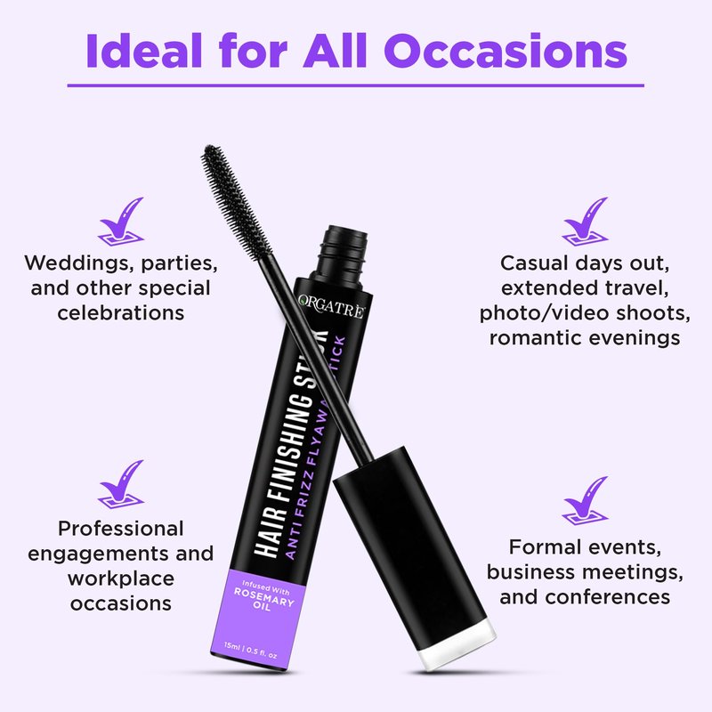 Orgatre Hair Finishing Stick for Flyaways – Anti-Frizz Hair Wax Stick for Smooth, Sleek Hair – Curl Definer & Long-Lasting Hold – Non-Greasy Hair Styling Solution for Women – 15g