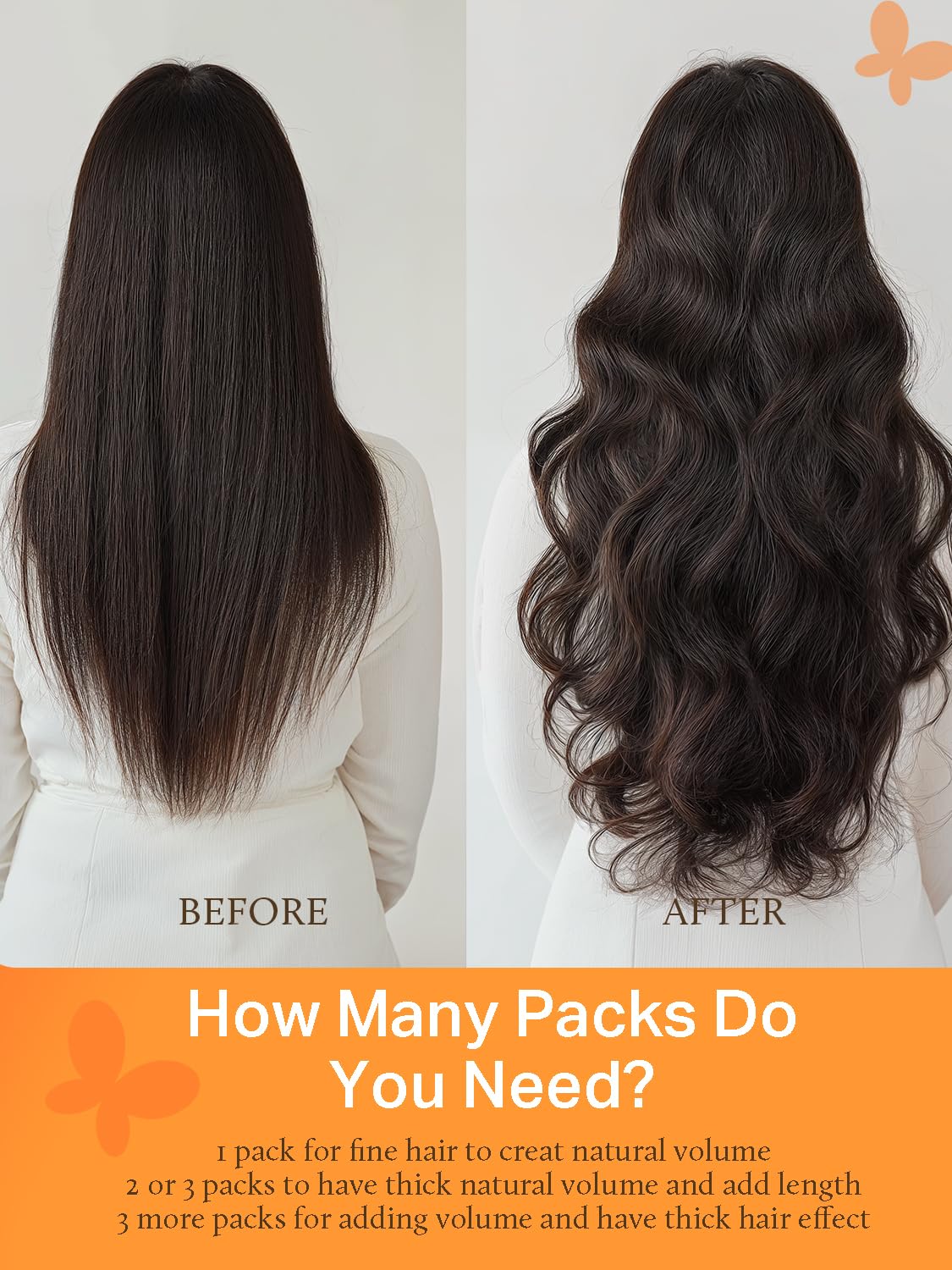 DOORES Genius Sew in Hair Extensions Virgin Hair Bundles, 18 Inch Natural Black 50g, Natural Sew in Weft Extensions