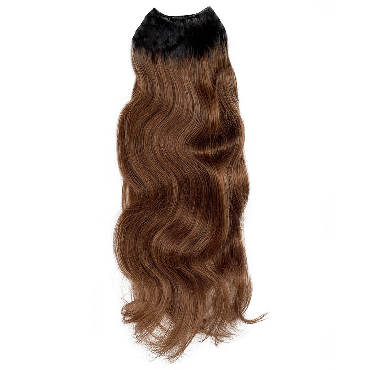 Balayage One Piece Clip-in Hair Extensions, 18" Body Wave Real Human Hair, Black to Grey Remy Hair Clip-ins, 80G