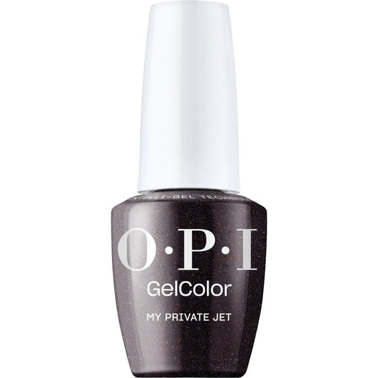 OPI GelColor My Private Jet | Opaque Deep Black Shimmer LED Cure Gel Nail Polish | Salon-Quality Shine, Long-Lasting Wear | Vegan & HEMA Free | 0.5 Fl Oz